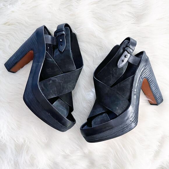 Rag & Bone Black Suede Sloane Platform Sandal - Picture 1 of 10